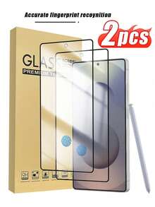 2pcs Curved Design Tempered Glass Screen Protector For Samsung S21/S21 Plus/S22/S22 Plus/S23/S23 Plus/S24/S24 Plus/S24 Ultra/S25/S25 Plus/S25 Ultra/S26 Ultra/S26/S26 Plus, Fingerprint Unlocking, Narrow Black Edge, Waterproof, Anti-Fingerprint, Anti-Drop, Anti-Scratch, Anti-Oil - Clear - View 27