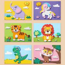 6pcs EVA Foam 3D Stickers - Kids DIY Craft Project | Cartoon Animal Educational Stickers | Children Painting Set | Creative Art Activity Kit, Fun Gift To Inspire Hands-On Ability - Multicolor - View 4