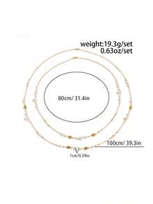 2pcs/Set Bohemian Style CCB Faux Pearl Hollow Geometric Women Fashion Necklace, Elegant Luxury Casual Daily, Party, Couple Date, Vacation, Women's Festival Birthday Versatile Charm Jewelry Gift - Necklace - View 5