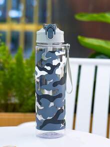 1pc 750ml/26oz Outdoor Sports Water Bottle, Camouflage Themed Print, With Lanyard, Flip-Top Straw Design, Suitable For Outdoor Sports, Running, Fitness, Cycling, Holiday & Birthday Gift - Multicolor - View 16