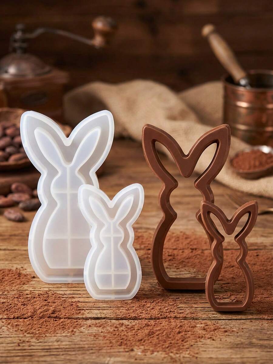 1个复活节装饰模具，空心兔子装饰巧克力模具，复活节蛋糕模具，兔子蜡烛模具，石膏树脂装饰模具 - 白色 - 查看 1
