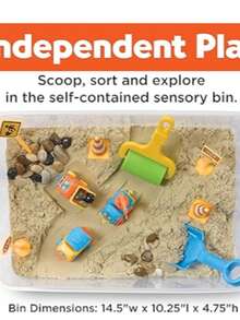 Creativity for Kids Sensory Bin: Juego de zona de construcción, actividades de aprendizaje preescolar, juguetes de excavadora para niños de 3 a 5 años en adelante, juguetes al aire última intervensión - Caqui - Ver 3