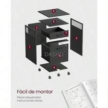 Office Cabinet,Archivador de Oficina con Ruedas, Archivador Móvil con 2 Cajones, 44 x 42 x 69 cm, Estilo Industrial, Negro Tinta MOFC077B16 - Negro7565 - Ver 7