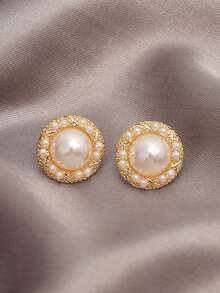 5 Pairs Minimalist Cross Letter, Faux Pearl, Geometric Luxurious Fashion Retro Design Elegant Earrings Set, Suitable For Women's Daily And Holiday Wear, Summer - Set a - View 5