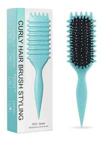 Hair brushes-EU+UK 2026 New Teal Curl Defining Hair Brush With Flexible Detangling & Grip Handle - For Wet Hair Care, Shine & Shape Boosting, Ideal For Curly Hair Women, Daily Use, Back To School & Travel Essentials - Square - View 2