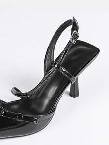 Women's Black Pointed Toe Fashion Daily Personalized Minimalist Stiletto Heel Slip-On Hollow-Out Soft Bottom Comfortable Shoes - Black - View 7