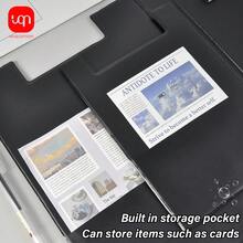 WUQIANNIAN WQN 1个装 A4/A5 文件夹夹 商务会议夹 皮革黑色翻盖文件夹夹 皮革夹 舒适手感 强力夹 - 彩色 - 查看 4