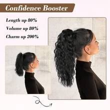 18 Inch Curly Wavy Thick Synthetic Ponytail, Suitable For Women - Multicolor - View 7
