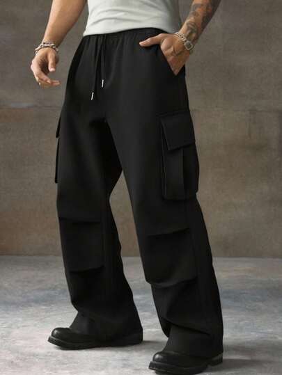 Men's Fashionable Casual Loose Pocket Work Pants, Gothic Pants, Dopamine, Workwear Pants, Outdoor Functional Style, Men's Casual Pants, Sports Pants, Loose Chino, Functional Pants, Running Pants, Loose Fit Sports Pants, Running Pants, Loose Fit Workwear Pants, Gifts For Husbands And Boyfriends