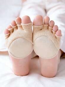 1 Pair Soft Cushioned Anti-Slip Toe Socks, Relieve Foot Pain, Lightweight Open Toe Socks Suitable For Yoga, Dance And Daily Use/Foot Pain Relief/Skin-Friendly - Beige - View 2