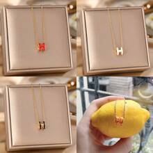 Luxury "White Moonlight" Monogram H Necklace, Fade-Resistant Minimalist Initial Design, Elegant Dainty Collar Chain For Women - Multicolor - View 2