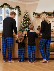 Family Matching Christmas Pajamas Star Print Top  Plaid Pants Xmas Loungewear Sleepwear Matching Christmas Pajamas For Men Women - Kids - 查看 2