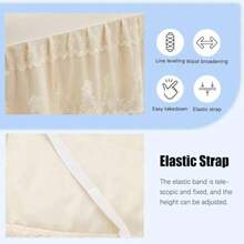 Falda de cama de doble encaje para cama Queen de 17 pulgadas Falda de cama envolvente con volantes y fácil ajuste antiarrugas y resistente a la decoloración - Amarillento - Ver 6