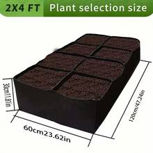 1pc 8 Grids Garden Planting Bag Multi-Gird Felt Growing Bag Rectangle Planting Nursery Pot Vegetable Tomato Potato Planting Container Plant