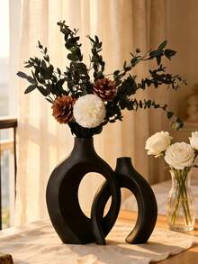 2pcs Resin Vase Set, Modern Home Decor Hollow Boho Style Vase, Living Room Coffee Table Wedding Decoration (Small Vase Size Is Relatively Small, Please Choose Large Size If Concerned) - Multicolor - View 8