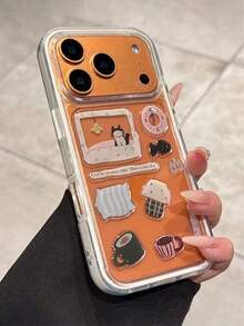 DIY可爱插画贴纸透明手机壳，兼容 17 Pro Max、17 Pro、17 Air、17、16 Pro Max、15、14、13、12、11 Pro Max，透明可爱防震保护套 - 小貓貼紙 - 查看 4