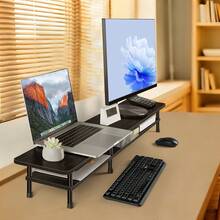 Soporte para dos monitores, soporte para ordenador, soporte para TV, soporte para escritorio, soporte para monitor con puertos de carga y USB, bancos de trabajo - Estilo 2 - Ver 4