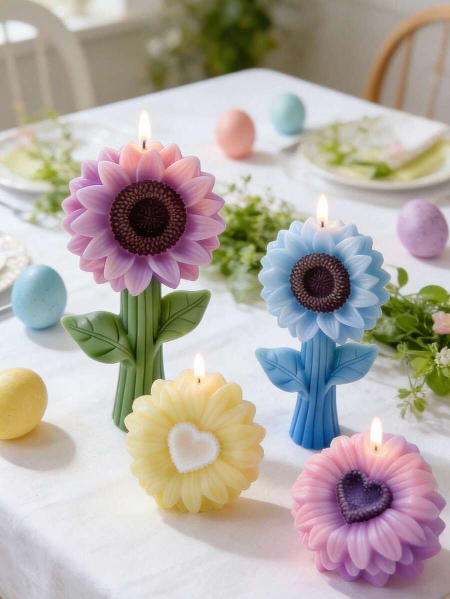 1pc Multi-Use Sunflower Silicone Mold - DIY Diffuser Stone/Baking/Candle Mold Heat-Resistant Reusable For Gypsum/Epoxy Resin Soap Candle Mold Home Ornament - White - View 1