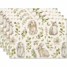 1/2/4/6/8/300 Pcs Luxury Placemat Set, Featuring Modern Minimalist Easter Bunny Pattern Design. Size: 12*18 Inches/30*45 Cm, Multiple Patterns Available, Suitable For Easter Dining And Home Decor. - Multicolor - View 2