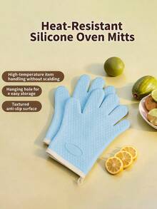 One Silicone Heat-Resistant Glove (Not A Pair), Featuring A Non-Slip Texture And Convenient Hanging Loop, Thickened Heat-Resistant Design For Effective Burn Prevention, Suitable For Various High-Temperature Scenarios Such As Baking, Grilling, Frying, And Microwave Cooking, Fits The Hand Shape, Is Easy To Clean And Heat-Resistant, Making It A Practical Choice For Home Kitchens, Baking Enthusiasts And Restaurant Chefs. - Multicolor - View 4