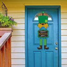 1件/2件装圣帕特里克节幸运四叶草挂牌装饰，适用于前门、墙壁、窗户、家庭派对四叶草悬挂装饰 - 彩色 - 查看 3