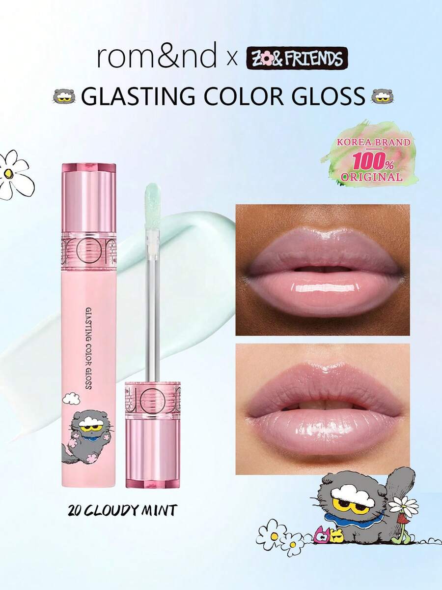 Rom&nd Son bóng Romand Glasting Water Gloss 20, phiên bản giới hạn hợp tác, son bóng dạng gel siêu bóng, công thức làm đầy đặn và dưỡng ẩm, không bết dính, thiết kế sưu tầm đáng yêu, mỹ phẩm trang điểm môi Hàn Quốc. 4g/0.14oz