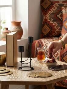 1 pieza Soporte de vela de metal para Ramadán, Accesorios de Ramadán, Eid Al-Fitr, Regalos de Eid Al-Fitr, Decoración de Ramadán, Arreglo de Ramadán, Decoración romántica de la mesa de comedor, Material duradero, Adecuado para cena a la luz de las velas/decoración del hogar, Adecuado para todos los usuarios, Estrella, Luna, Linterna - Multicolor - Ver 12