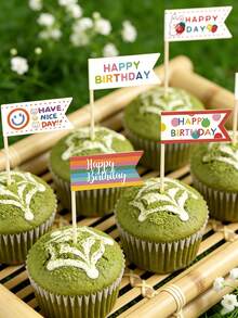 45个生日快乐蛋糕装饰插牌，生日、情人节、派对用品蛋糕装饰，蛋糕装饰，蛋糕顶部装饰，多功能蛋糕装饰签，送给家人和朋友的完美纪念礼物 - 彩色 - 查看 1