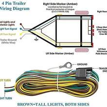 Kit de Arns de Cableado de Remolque de 4 Vas, 36 Pies, 8,5 + 2,4 M, 4 Cables, 4 Planos, 4 Pines, Juego de Conector de Arns de Cableado de Luz de Remolque con Enchufe Macho Hembra para Uso General - como se muestra en la figura - Ver 4