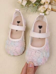 1 Đôi giày bệt công chúa Mary Jane ngọt ngào cho bé gái, trang trí ren hoa hồng ombre 3D, chất liệu lưới thoáng khí và da PU mềm mại, đế cao su chống trượt, mũi tròn, khóa dán, gót thấp, thích hợp cho đi học hàng ngày, tiệc sinh nhật, đám cưới, kỳ nghỉ và biểu diễn sân khấu. - Hồng - Xem 6