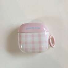 极简粉色格子耳机套，带挂绳，兼容华为Freebuds 7i、Freebuds 2、Freebuds SE3、Freebuds 5i、Pro 3耳机，可爱韩版风格 - 粉色 - 查看 7