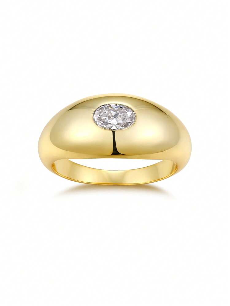 925纯银莫桑石戒指，女士款，低过敏性，高端订婚/结婚戒指，情人节/生日礼物，防氧化礼盒包装 - 金色 - 查看 6