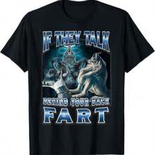 1 Pcs Casual 100% Cotton Men Soft Short Sleeve Tee, Funny Cool Wolf Meme Slogan Graphic Print For Summer Street Travel Concert Daily Party Outfits - 黑色167 - 查看 6