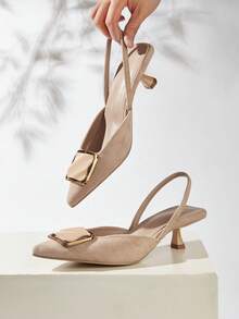 2025新款女士水钻尖头高跟鞋（鞋面随机裁剪） - 杏色 - 查看 2