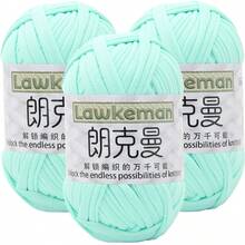 Lawkeman 3 peças/300g Fio de Camiseta de Poliéster de Alta Qualidade, Fio de Crochê e Tricô, Fio Grosso de Poliéster Macio e Elástico, 30m/100g por Rolo - Ideal para Projetos DIY, Chinelos, Cestas, Tiras de Tecido, Sacolas Artesanais Tecidas à Mão, Brinquedos, Sapatos, Tapetes, Cestas de Armazenamento - Multicolorido - Visão 42