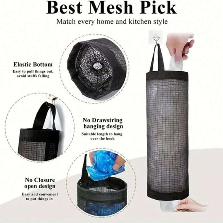 1pc Hanging Garbage Bag & Toilet Paper Storage Bag, Grey - Multicolor - View 1