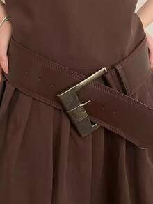 1 chiếc thắt lưng bản rộng khóa đồng cổ điển, phong cách Bohemian giản dị, gợi cảm, thanh lịch, retro dành cho nữ, phù hợp với váy, chân váy, quần jeans, mặc hàng ngày, đi làm, đi học, đi nghỉ mát, du lịch, mùa thu/đông. - màu nâu - Xem 5