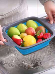 2pcs/1pc Large/Small Foldable Colander Basket, Vegetable Basket, Small, Foldable Storage, Space-Saving, Mini Home Tool, Quick And Easy To Unfold. Suitable For Washing Vegetables, Fruits, Food, Kitchen Utensils. - Multicolor - View 2