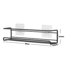 1pc Stainless Steel Spice Rack, No Drilling Required Storage Rack, Kitchen Seasoning Bottle Organizer, Wall Decor, Home Decor - Black - View 3