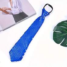 1pc Unisex Solid Color Reflective Sequin Adjustable Tie, Suitable For Carnival, Halloween, Christmas, Holiday, Stage Performance, Party Accessory - Multicolor - View 2