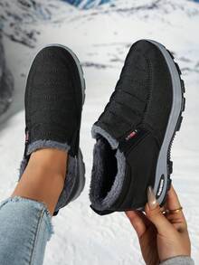 Women's Rugged Snow Boots - Reinforced Rubber Toe & Heel, Waterproof Membrane & Thick Fur Lining For Ski Trips,Women's All-Weather Snow Boots - Windproof Upper, Thermal Insulation & Moisture-Resistant Fur For Blizzard Days.EdgyElongate Women's Boots - 黑色 - 查看 5