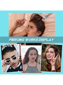 25pcs Body Piercing Kit Professional Ear Nose Piercing Kit With Piercing Jewelry 14G 16G Piercing Needles Clamps For Nose Lip Eyebrow Ear Piercing Set