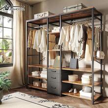 Closet Multifuncional,Armario de Ropa Industrial - Ideal para Dormitorio o Boutique - Marrón - Ver 11