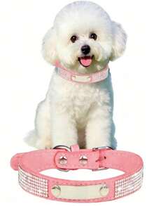 Valentine's Day Pink Large Dog Collar With Detachable Bell - Adjustable, Soft & Comfortable, Fits Neck Circumference 14-18 Inches - Multicolor - View 1