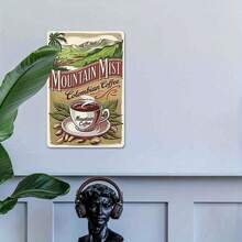 2D Flat, Vintage "Mountain Mist Coffee" Metal Sign - 7.8"X11.8" Rustic Iron Wall Art With Coffee Cup, Mountain Landscape & Palm Trees - Indoor/Outdoor Decor For Kitchen, Garden, Porch, Office, Cafe - Unique Gift For Father's Day, Mother's Day, Holidays, Coffee Bar Decor, Home Decoration, Farmhouse Style, Highquality Print, Decorative Plaque, Home Decorators, 2D Flat - White - View 4