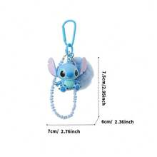 Miniso 迪士尼史迪奇/抱抱熊球串珠项链吊坠，可爱卡通人物吊坠，节日/日常礼物，完美生日礼物，涤纶材质（1个） - 藍色 - 查看 6