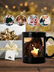 11oz Customizable Ceramic Coffee Mug, Personalized Couple Photo Mug, Can Print Your Photos, Text And Logos - Custom Coffee Cup With Your Photos And Text, Funny Gift For Anniversary, Birthday Or Christmas For Boyfriend, Girlfriend, Husband Or Wife - Multicolor - View 5