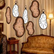 Soulchen 20 Pcs Wonderland Tea Party Decoration Hanging Banner Wonderland Abstract Distorted Clock Garland Decoration Background For Birthday Baby Shower Party Supplies - MàuH - Xem 6