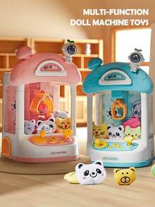 NEUSNEY Electric Claw Machine Doll Set, Kids Pretend Play Plush Doll Grabber, Mini Capsule Doll With Lights & Sounds, Educational Interactive Game, Gift For Boys & Girls - Multicolor - View 4