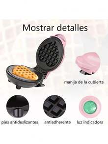 Waflera Eléctrica Para Waffles En Forma De Corazon Portatil ,i de 350 vatios y 4 pulgadas con revestimiento antiadherente en forma de corazón rosa, horno para hacer wafles, pasteles de huevo con burbujas, desayuno en forma de corazón, electrodoméstico de cocina - Tipo de Enchufe A USA (110-127V) - Ver 7